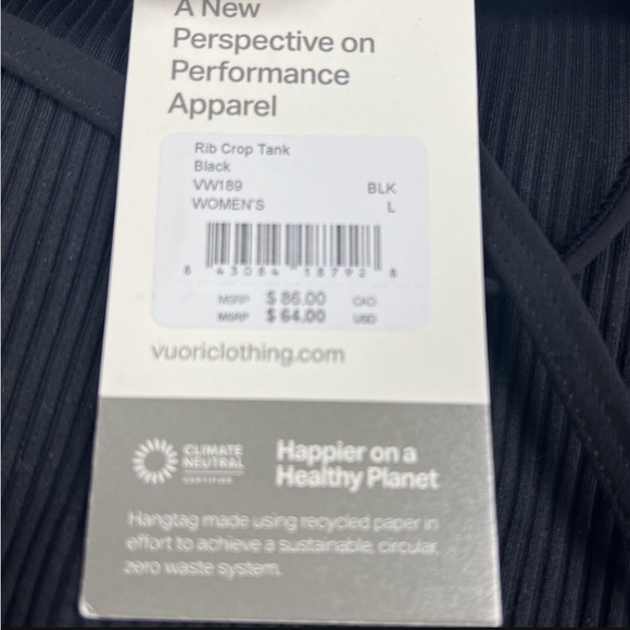 NEW VUORI Ribbed Crop Crisscross Black Tank Top - Picture 5 of 5